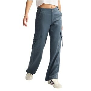 Indigo‎ Rising Cargo Pants Women 7/28 Blue Grey Wide Leg Y2K Utility Trousers